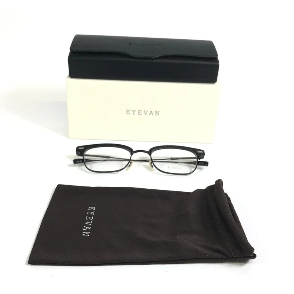 Eyevan Eyeglasses Frames Bernal MPBK/BK Matte Black Rectangle Full Rim 51-21-145